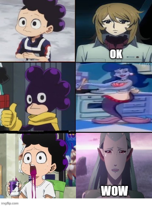 mineta women faces | OK; WOW | image tagged in mineta 3 panel,funny memes,anime meme,women,my hero academia,mommy | made w/ Imgflip meme maker