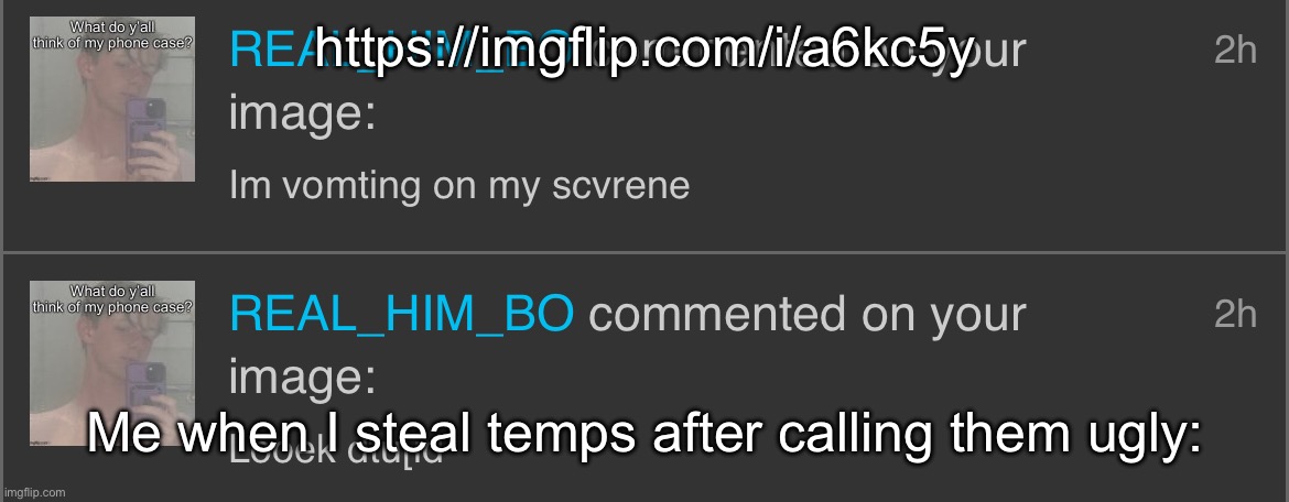 https://imgflip.com/i/a6kc5y; Me when I steal temps after calling them ugly: | made w/ Imgflip meme maker