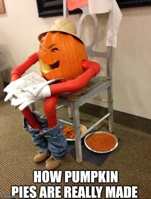 How Pumpkin Pies Are Really Made | HOW PUMPKIN PIES ARE REALLY MADE | image tagged in chrisjoines1 | made w/ Imgflip meme maker