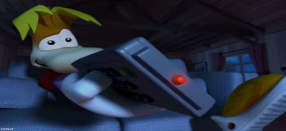 @modbot Describe this character | image tagged in rayman remote | made w/ Imgflip meme maker