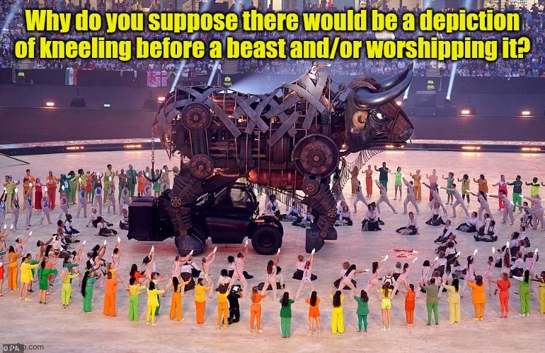Commonwealth games | Why do you suppose there would be a depiction of kneeling before a beast and/or worshipping it? | image tagged in commonwealth games | made w/ Imgflip meme maker