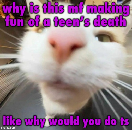 b | why is this mf making fun of a teen’s death; like why would you do ts | image tagged in b | made w/ Imgflip meme maker