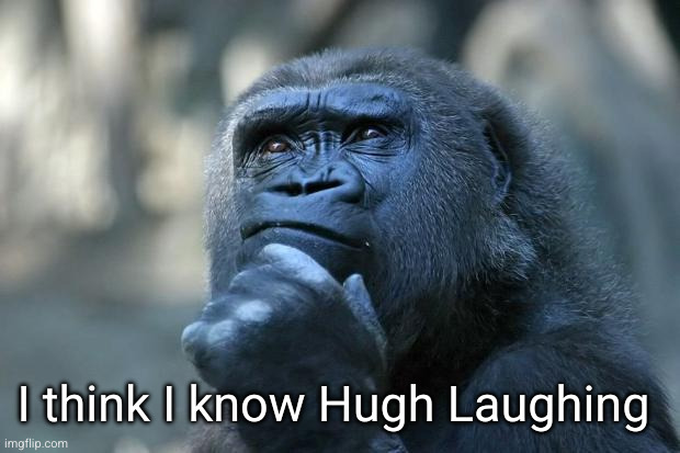 Deep Thoughts | I think I know Hugh Laughing | image tagged in deep thoughts | made w/ Imgflip meme maker
