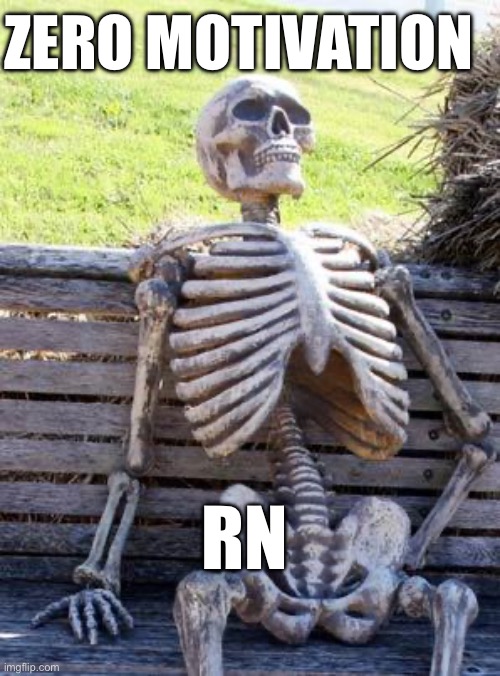 No motivation | ZERO MOTIVATION; RN | image tagged in memes,waiting skeleton | made w/ Imgflip meme maker