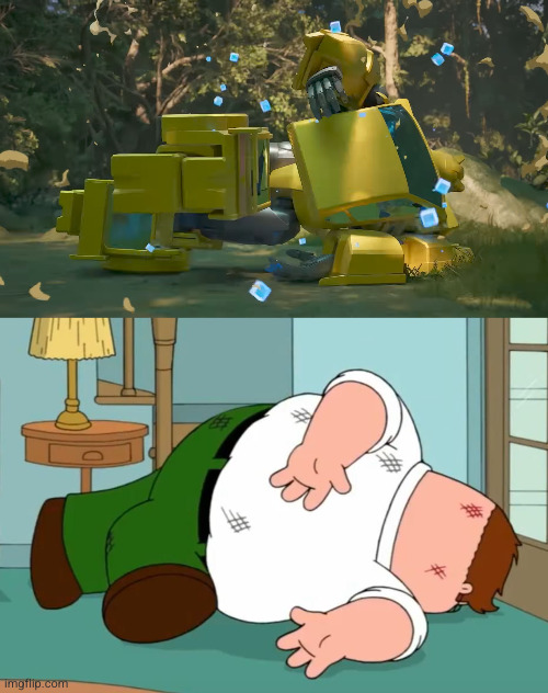 why did bumblebee hit the dead peter pose | image tagged in death pose | made w/ Imgflip meme maker