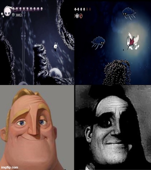 Easiest Silksong parkour | image tagged in traumatized mr incredible,path of pain,hollow knight,silksong,the cradle | made w/ Imgflip meme maker