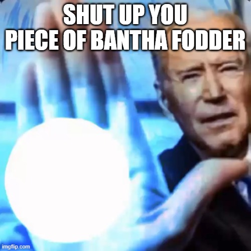 BIDEN BLAST | SHUT UP YOU PIECE OF BANTHA FODDER | image tagged in biden blast | made w/ Imgflip meme maker