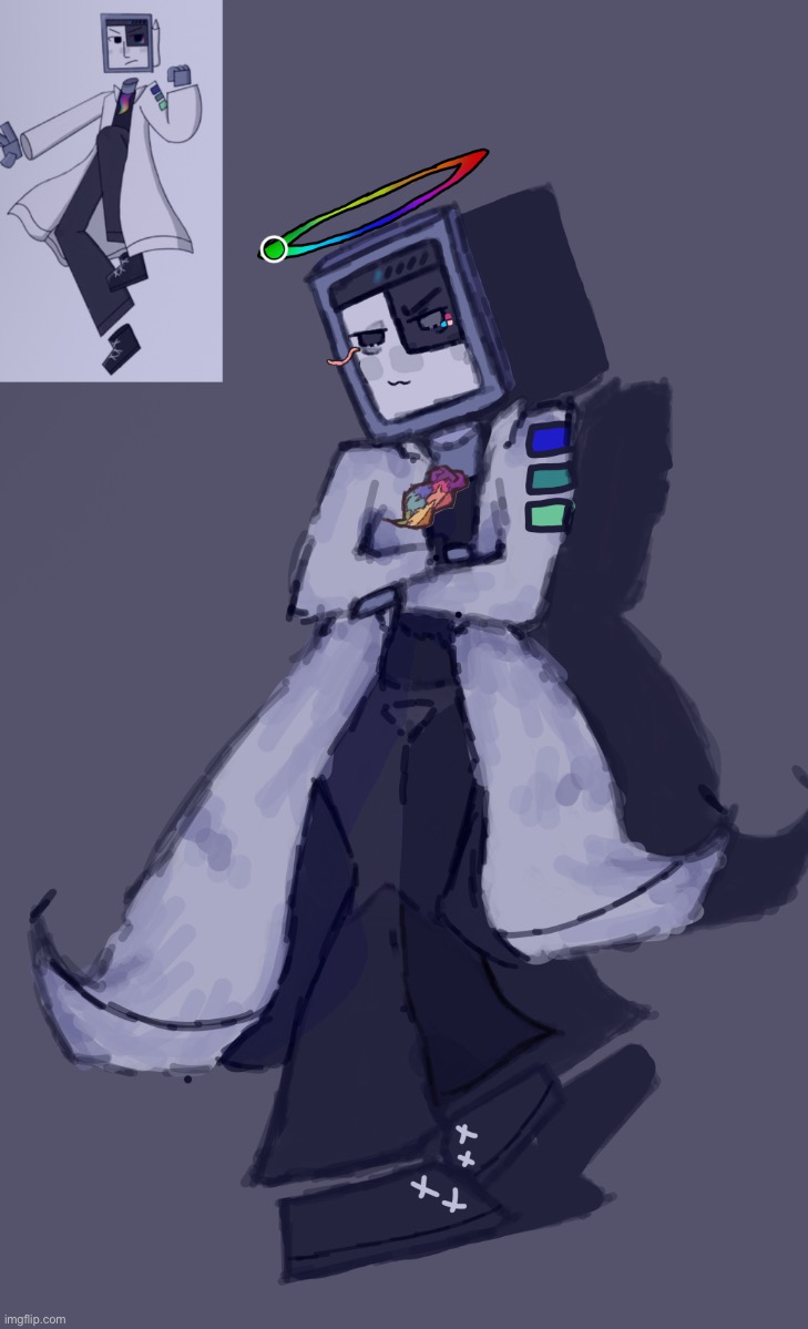 its fine if i.. added a color wheel halo, right? | image tagged in drawing,stuff | made w/ Imgflip meme maker