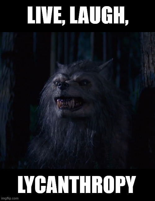 Live, Laugh, Love | LIVE, LAUGH, LYCANTHROPY | image tagged in werewolf | made w/ Imgflip meme maker