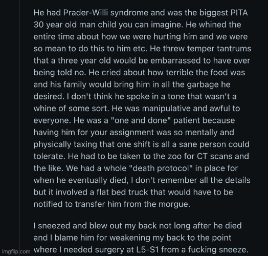 Tales from the nurses who use Reddit | image tagged in reddit,stories,crazy,fat guy | made w/ Imgflip meme maker