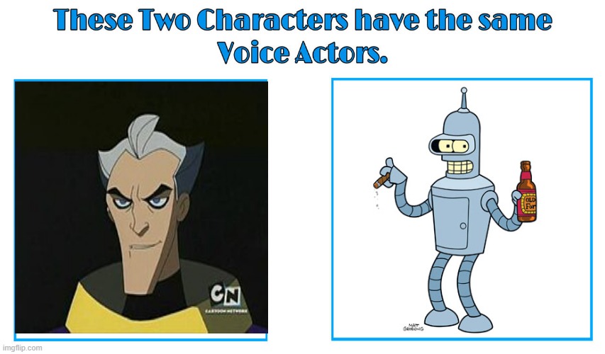 John DiMaggio 2 | image tagged in same voice actor,john dimaggio,teen titans,futurama,dc comics,20th century fox | made w/ Imgflip meme maker
