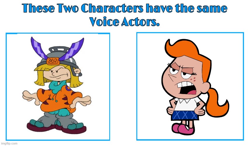 Rachael Macfarlane 2 | image tagged in same voice actor,rachael macfarlane,codename kids next door,the grim adventure of billy and mandy,cartoon network | made w/ Imgflip meme maker