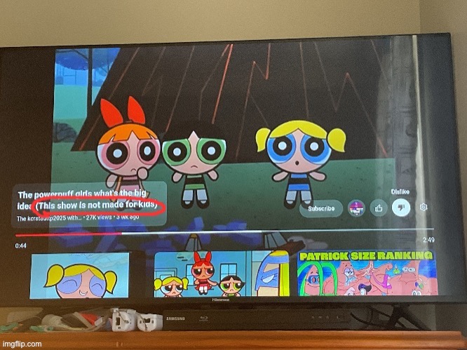 That show is literally harmless | image tagged in ipad kids,harmless,powerpuff girls,kids should not even be on youtube | made w/ Imgflip meme maker