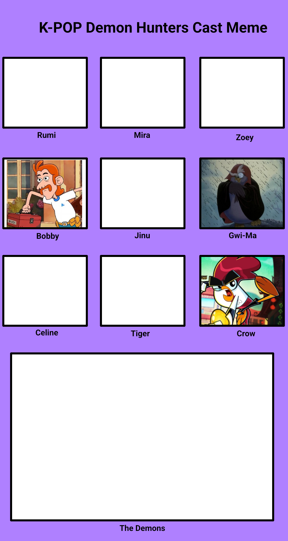 K-Pop Demon Hunters Cast Meme Blank Meme Template