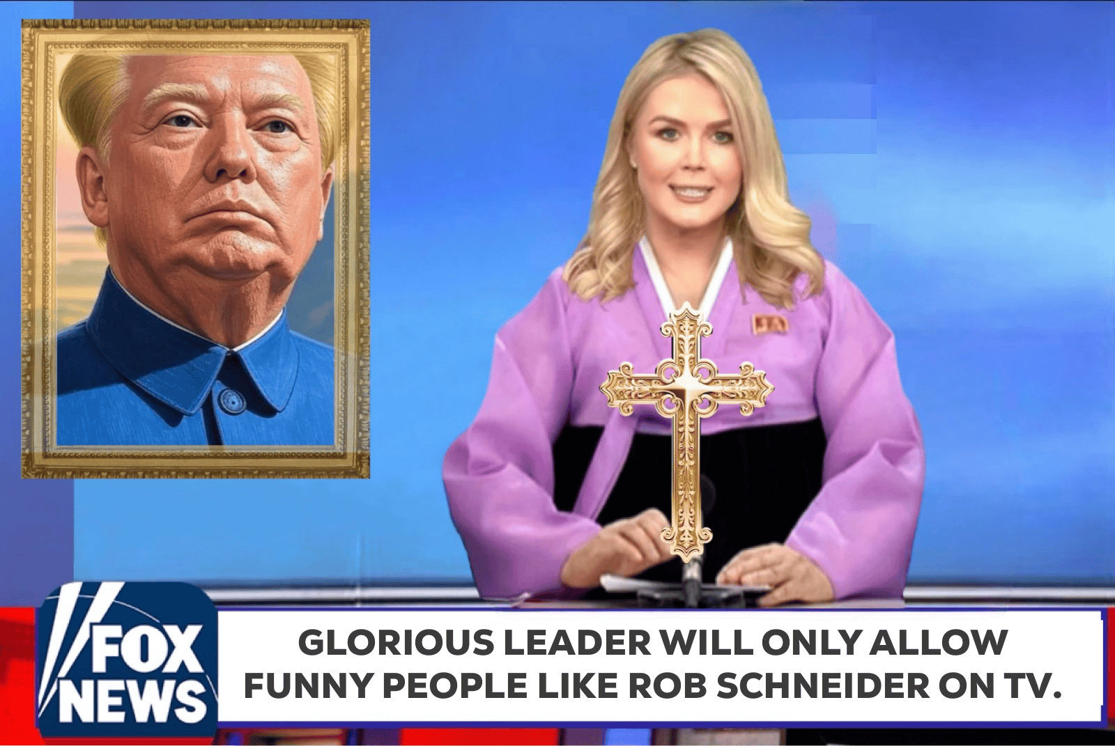 Donald Trump Karoline Leavitt Glorious Leader Blank Meme Template