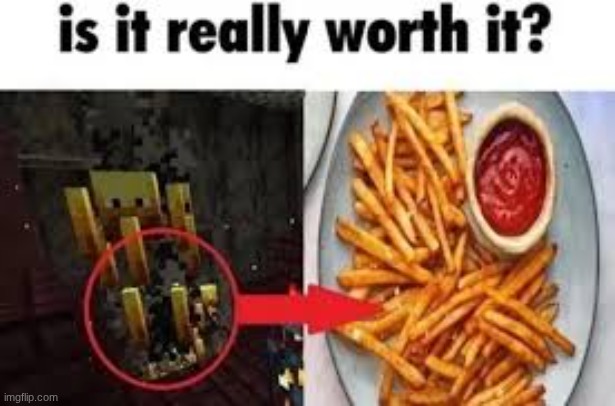 still hasn't been featured in the Minecraft stream so I submitted it here | image tagged in minecraft,french fries,fries,food,fast food,blaze | made w/ Imgflip meme maker