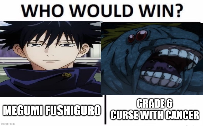 Who Would Win? | GRADE 6 CURSE WITH CANCER; MEGUMI FUSHIGURO | image tagged in memes,who would win | made w/ Imgflip meme maker