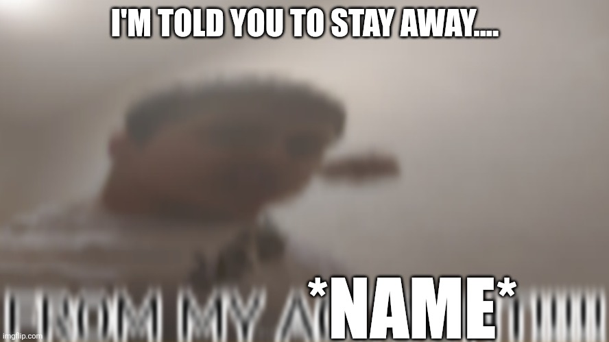 Mudeo meme | I'M TOLD YOU TO STAY AWAY.... *NAME* | image tagged in mudeo meme | made w/ Imgflip meme maker