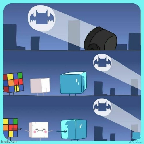 image tagged in cubes,ice cube,rubik's cube,tofu,batman signal,spider man triple | made w/ Imgflip meme maker