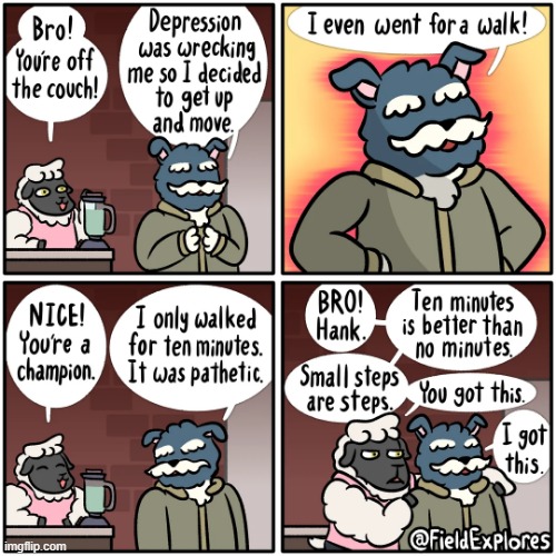 image tagged in dog,sheep,depression,walk,champion,small steps | made w/ Imgflip meme maker