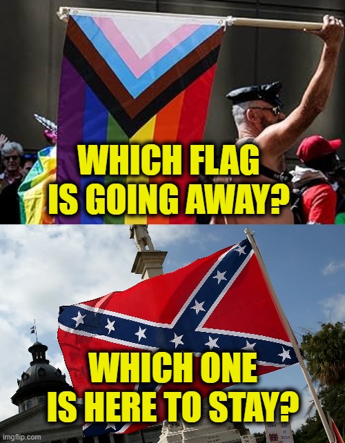 Unrepentant rebel | WHICH FLAG
IS GOING AWAY? WHICH ONE
IS HERE TO STAY? | image tagged in rebel flag | made w/ Imgflip meme maker