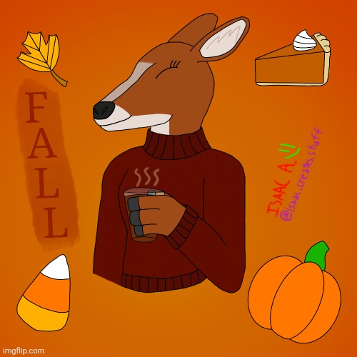 Fall is just around the corner! | image tagged in fall,autumn,deer,anthro,doe,apple cider | made w/ Imgflip meme maker
