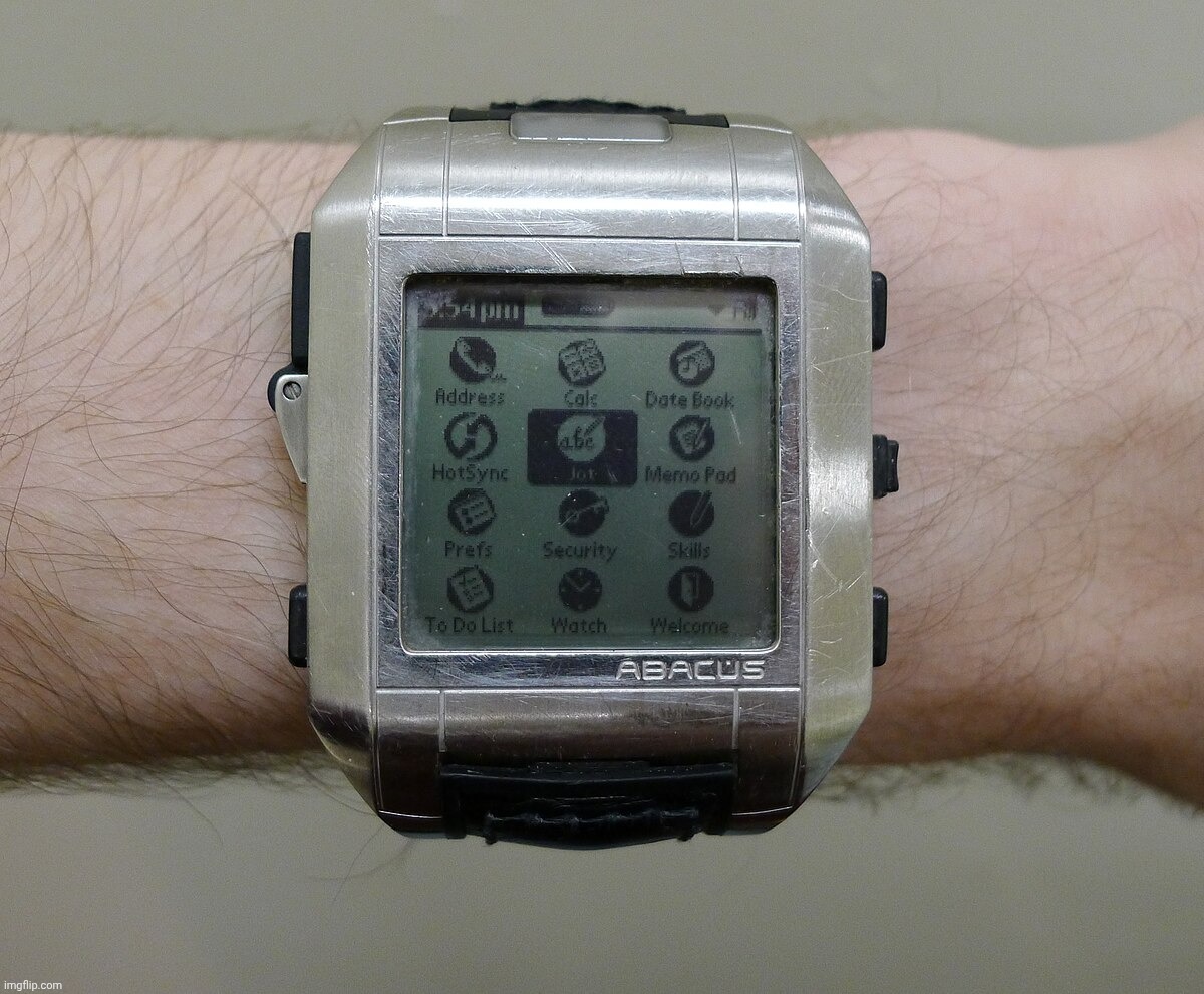Fossil Wrist PDA Palm OS Platform, First Ever Smartwatch | image tagged in fossil wrist pda | made w/ Imgflip meme maker