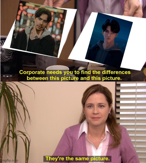 YOU SEE IT TOO, RIGHT?? | image tagged in memes,they're the same picture,k-pop demon hunters,natewantstobattle,comparison | made w/ Imgflip meme maker