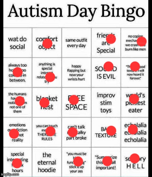 autism bingo | image tagged in autism bingo | made w/ Imgflip meme maker