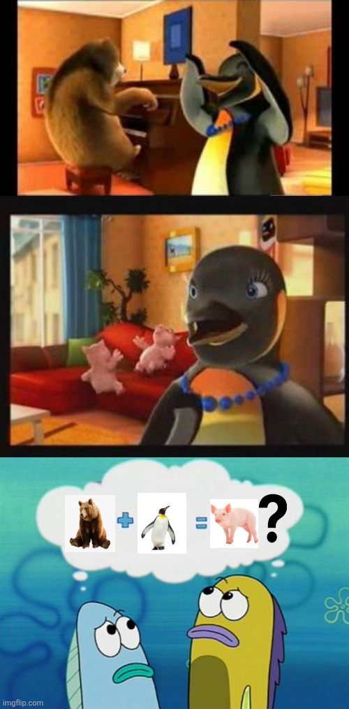 This TV advertisement from the 2000s doesn't even make any sense to me after all | image tagged in spongebob ship meme,airwick,penguins,bears,pigs | made w/ Imgflip meme maker