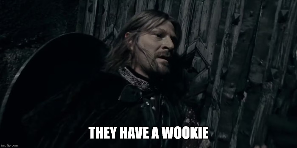 They have a cave troll | THEY HAVE A WOOKIE | image tagged in they have a cave troll | made w/ Imgflip meme maker