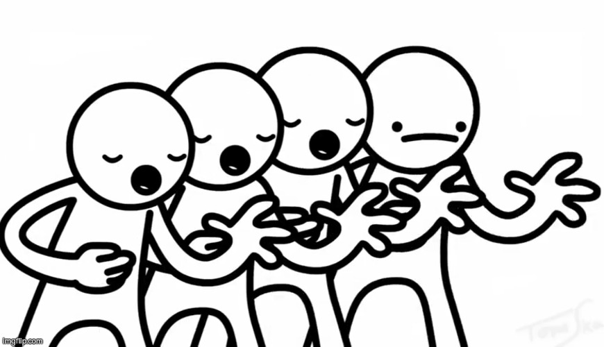 Why is that guy by the right side didn't sing like the other three? (Wrong answer only) | image tagged in wrong answers only | made w/ Imgflip meme maker