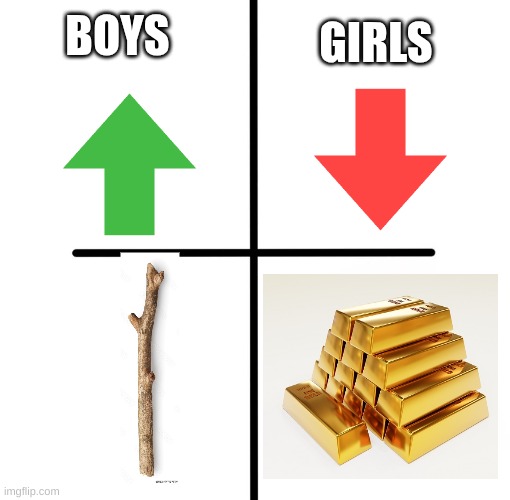 A stick over,400 oz gold bar?ya gotta stick with the stick (: | GIRLS; BOYS | image tagged in memes,blank starter pack | made w/ Imgflip meme maker