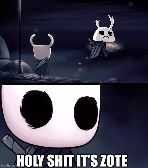 Holy shit (Hollow knight) | HOLY SHIT IT’S ZOTE | image tagged in holy shit hollow knight | made w/ Imgflip meme maker