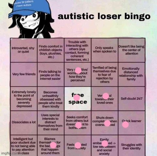 do i have autism | image tagged in autistic loser bingo | made w/ Imgflip meme maker