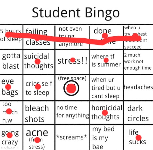 student bingo | image tagged in student bingo | made w/ Imgflip meme maker