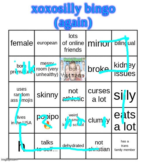 @xoxosilly | image tagged in xoxosilly bingo again | made w/ Imgflip meme maker