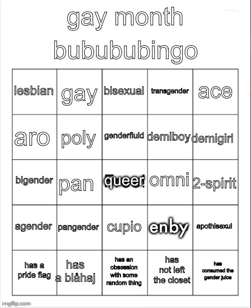 gay bingo | image tagged in gay bingo | made w/ Imgflip meme maker