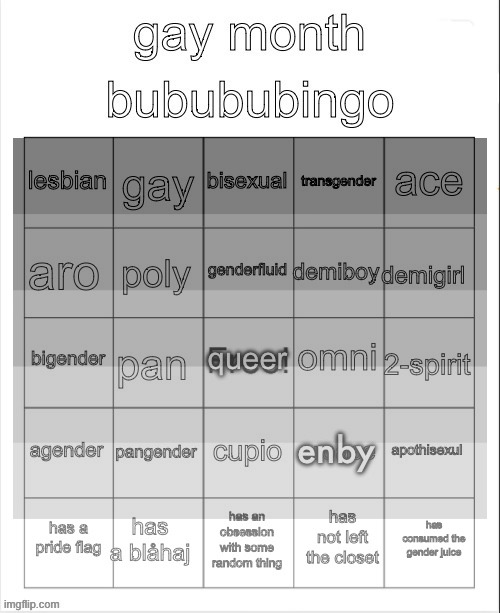gay bingo | image tagged in gay bingo | made w/ Imgflip meme maker