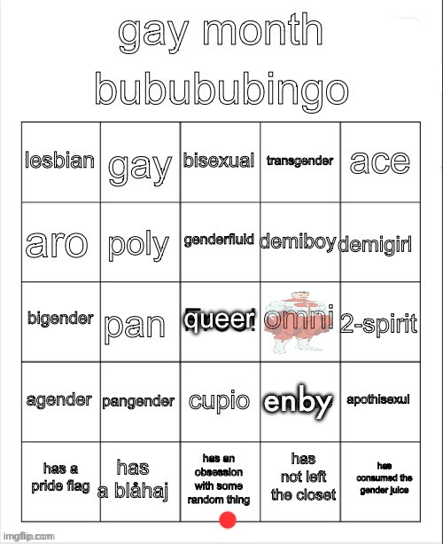gay bingo | image tagged in gay bingo | made w/ Imgflip meme maker