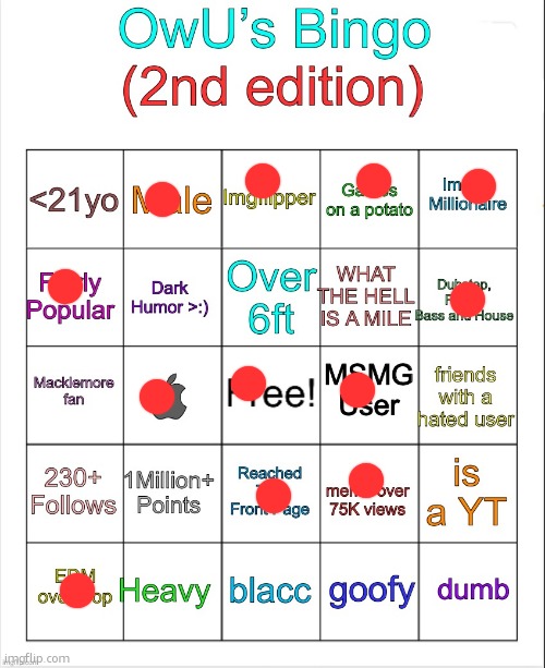 OwU’s bingo | image tagged in owu s bingo | made w/ Imgflip meme maker