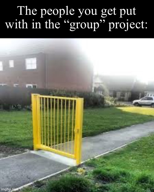 Useless Gate | The people you get put with in the “group” project: | image tagged in useless gate | made w/ Imgflip meme maker