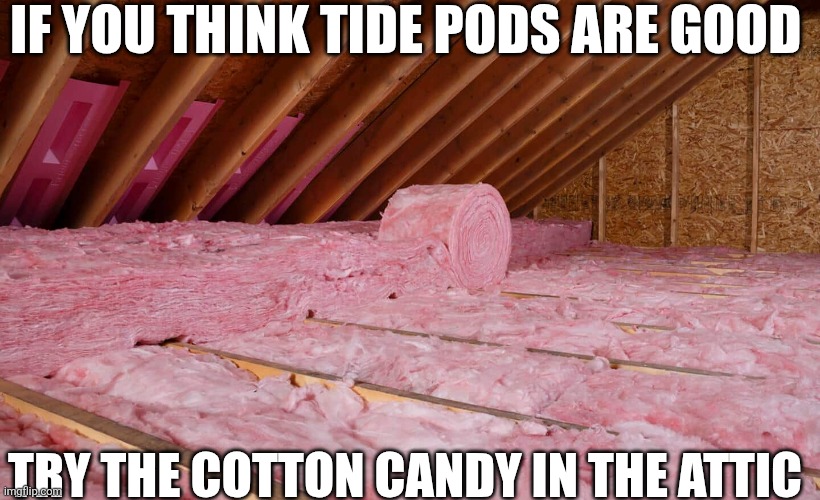If You Think Tide Pods Are Good Try The Cotton Candy In The Attic | IF YOU THINK TIDE PODS ARE GOOD; TRY THE COTTON CANDY IN THE ATTIC | image tagged in chrisjoines1 | made w/ Imgflip meme maker