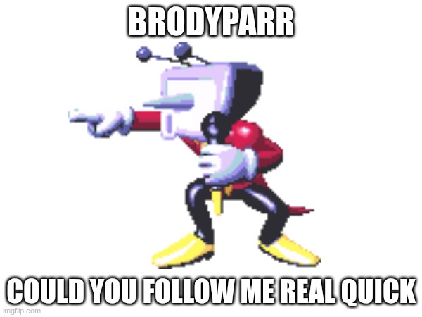 BRODYPARR; COULD YOU FOLLOW ME REAL QUICK | made w/ Imgflip meme maker