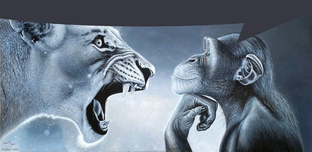 Lion Roars at monkey | image tagged in lion roars at monkey | made w/ Imgflip meme maker