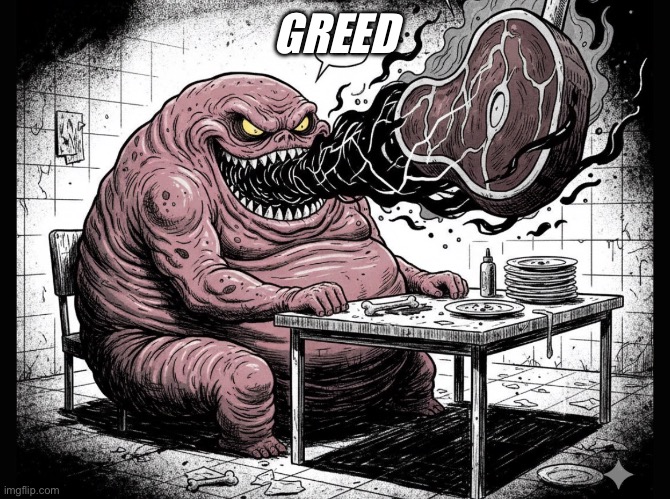 Greed | GREED | image tagged in greed | made w/ Imgflip meme maker