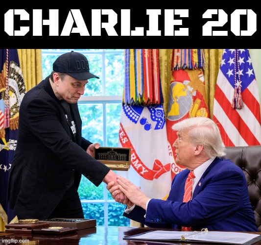 CHARLIE 20 | CHARLIE 20 | image tagged in elon musk,donald trump,charlie kirk,turning point,maga,hate speech | made w/ Imgflip meme maker