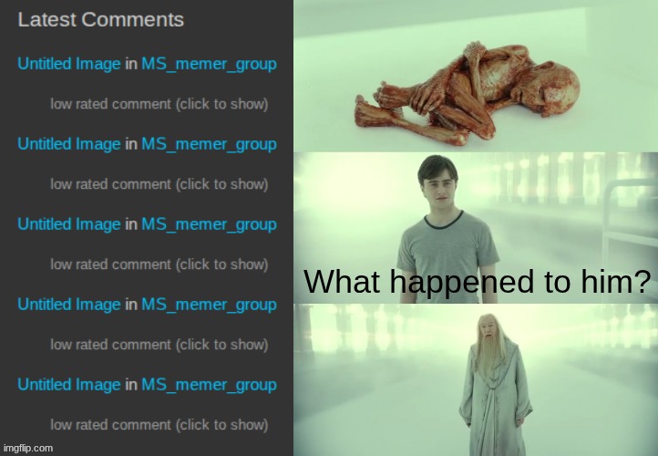 What happened to him? | image tagged in harry potter and dumbledore | made w/ Imgflip meme maker