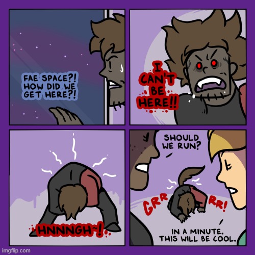 image tagged in stars,fae,space,werewolf,transformation,uh oh | made w/ Imgflip meme maker