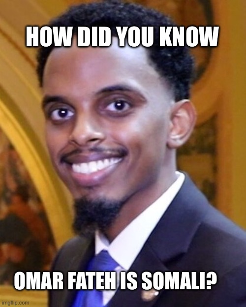 We just know… | HOW DID YOU KNOW; OMAR FATEH IS SOMALI? | image tagged in somalia,omar fateh,stupid liberals,leftists,cringe | made w/ Imgflip meme maker